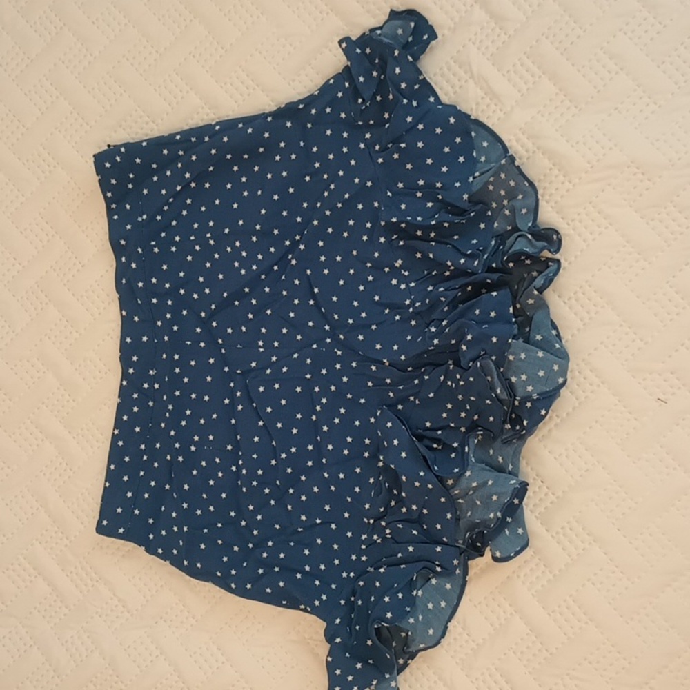 MLM Blue and White Star Ruffle Shorts